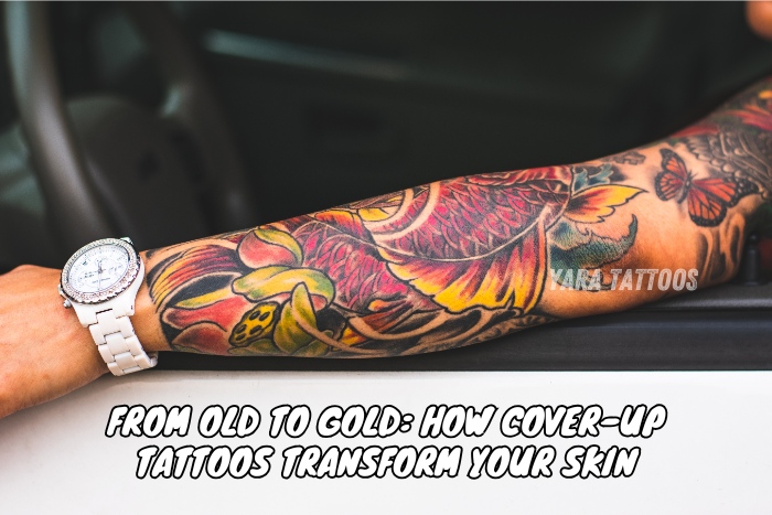 Vibrant cover-up tattoo on a forearm, expertly crafted by Yaara Tattoos in Coimbatore. This detailed design demonstrates how old tattoos can be transformed into stunning artwork. Discover professional cover-up tattoo services at Yaara Tattoos in Coimbatore to rejuvenate your skin.