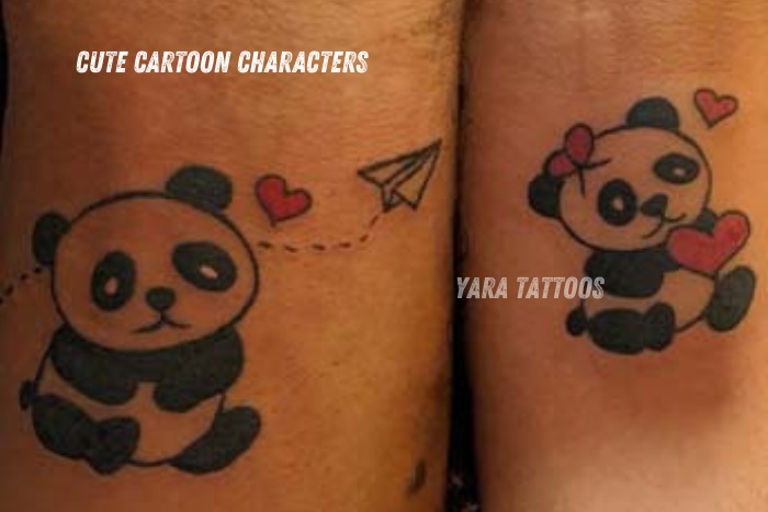 Best personalized cartoon couple tattoo idea for partners cute, and meaningful body art
